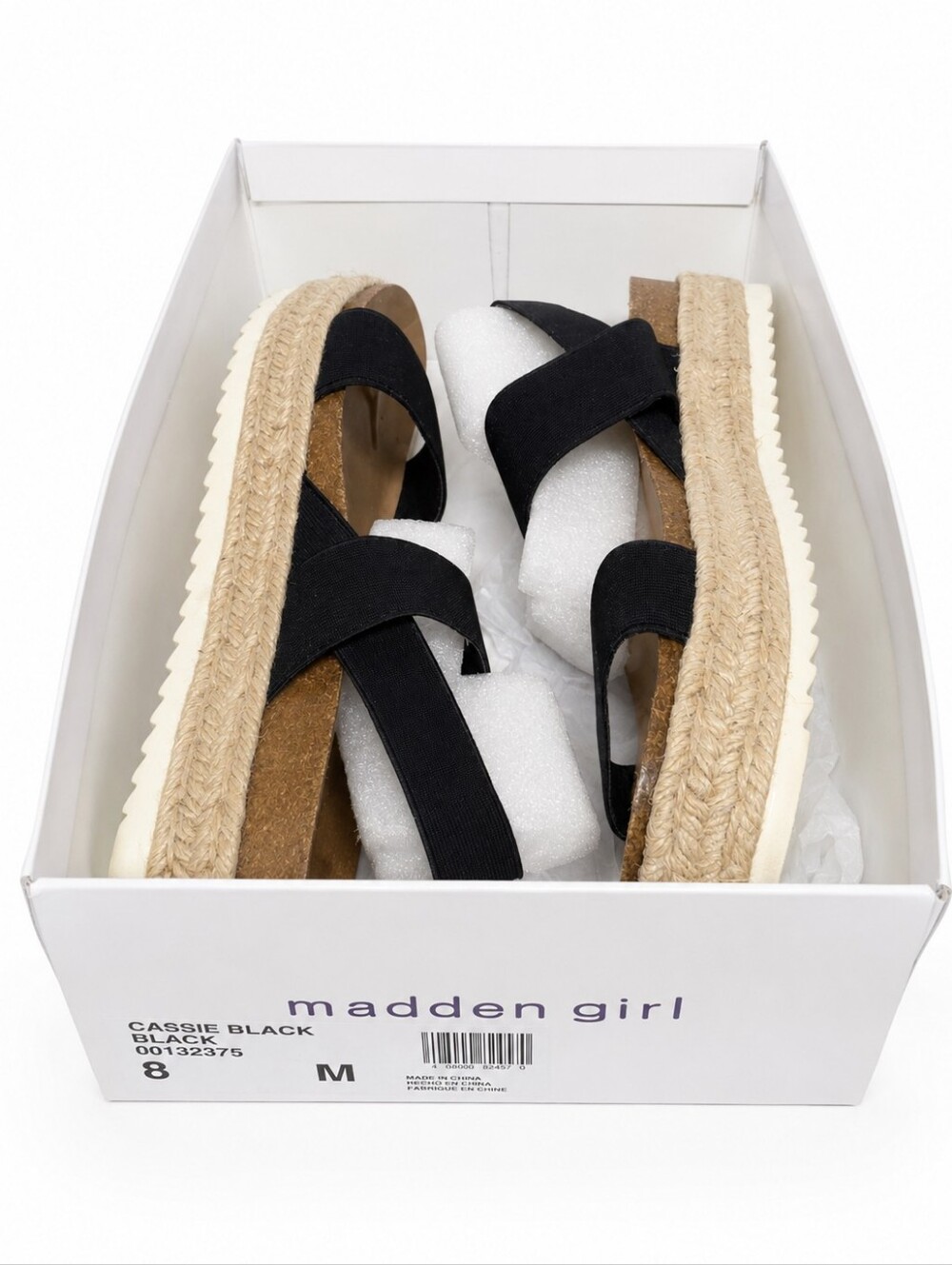 Madden Girl Cassie Black Espadrille Platform Sandals Size 8 New In Box - Picture 12 of 12